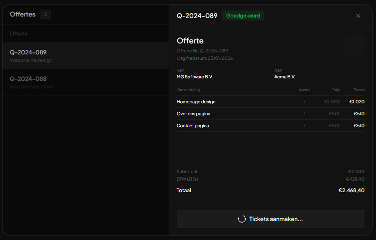 Refront - AI workflow automatiseringsplatform: Refront Offertes