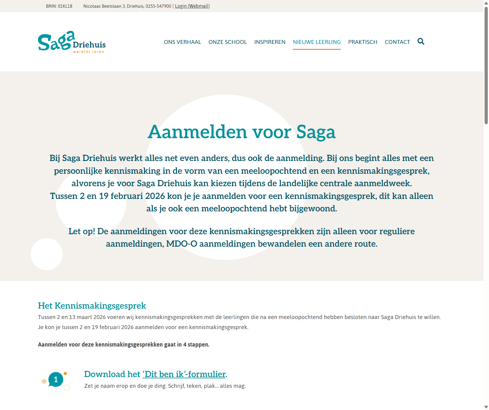 Saga Driehuis - Schoolwebsite voor Agora-onderwijs: Saga Driehuis Aanmelden