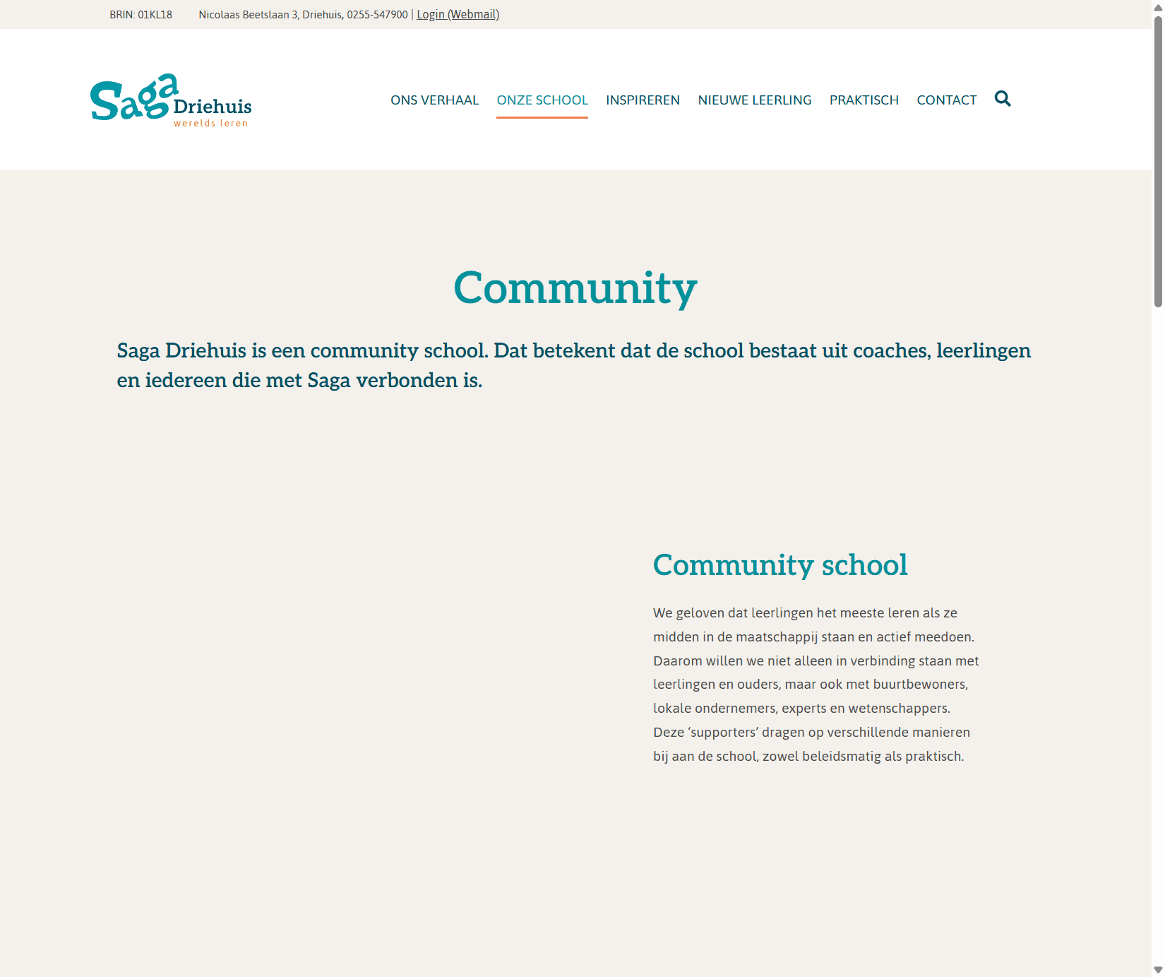 Saga Driehuis - Schoolwebsite voor Agora-onderwijs: Saga Driehuis Community