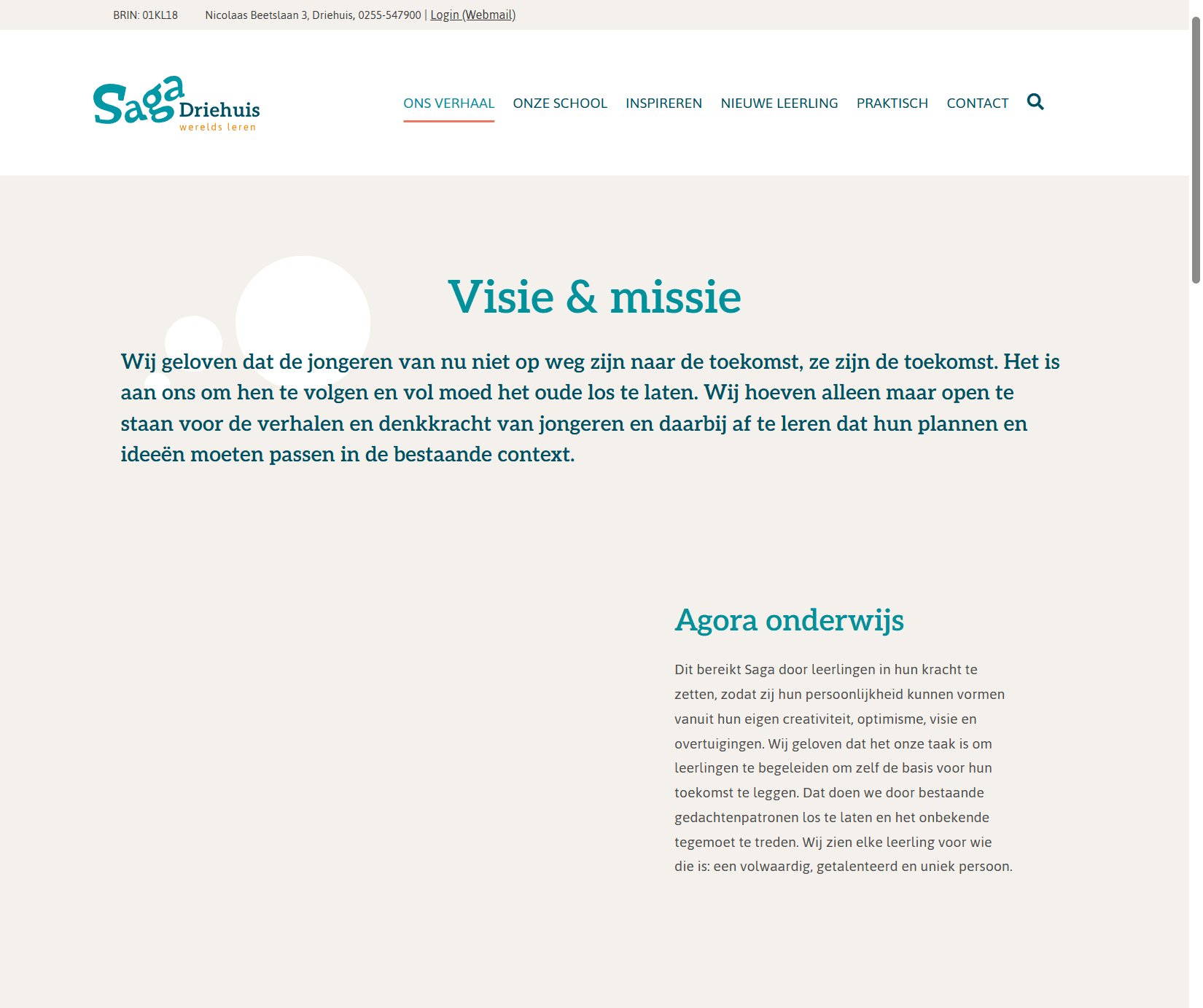 Saga Driehuis - Schoolwebsite voor Agora-onderwijs: Saga Driehuis Visie