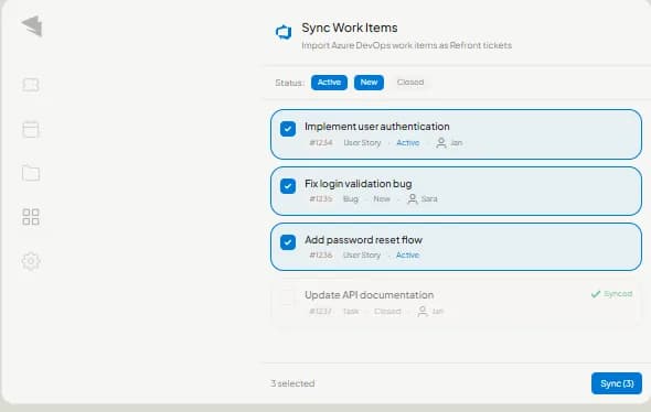 Work items importeren