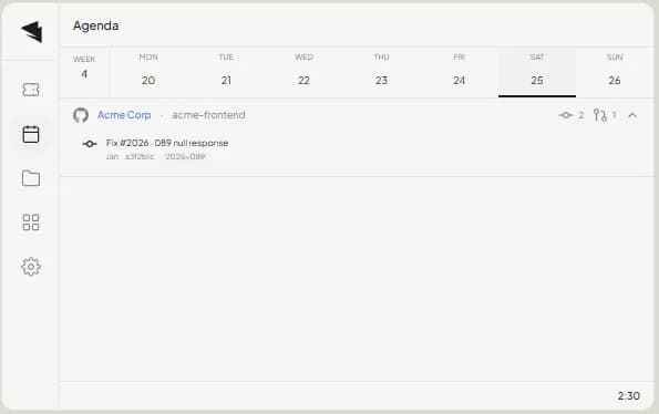 Pull requests in agenda