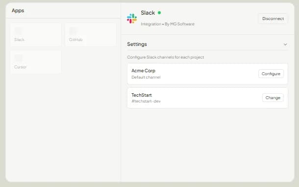 Refront Slack integration - Map projects to Slack channels