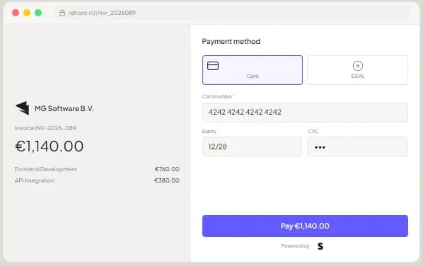 Refront Stripe integration - Accept online payments via Stripe