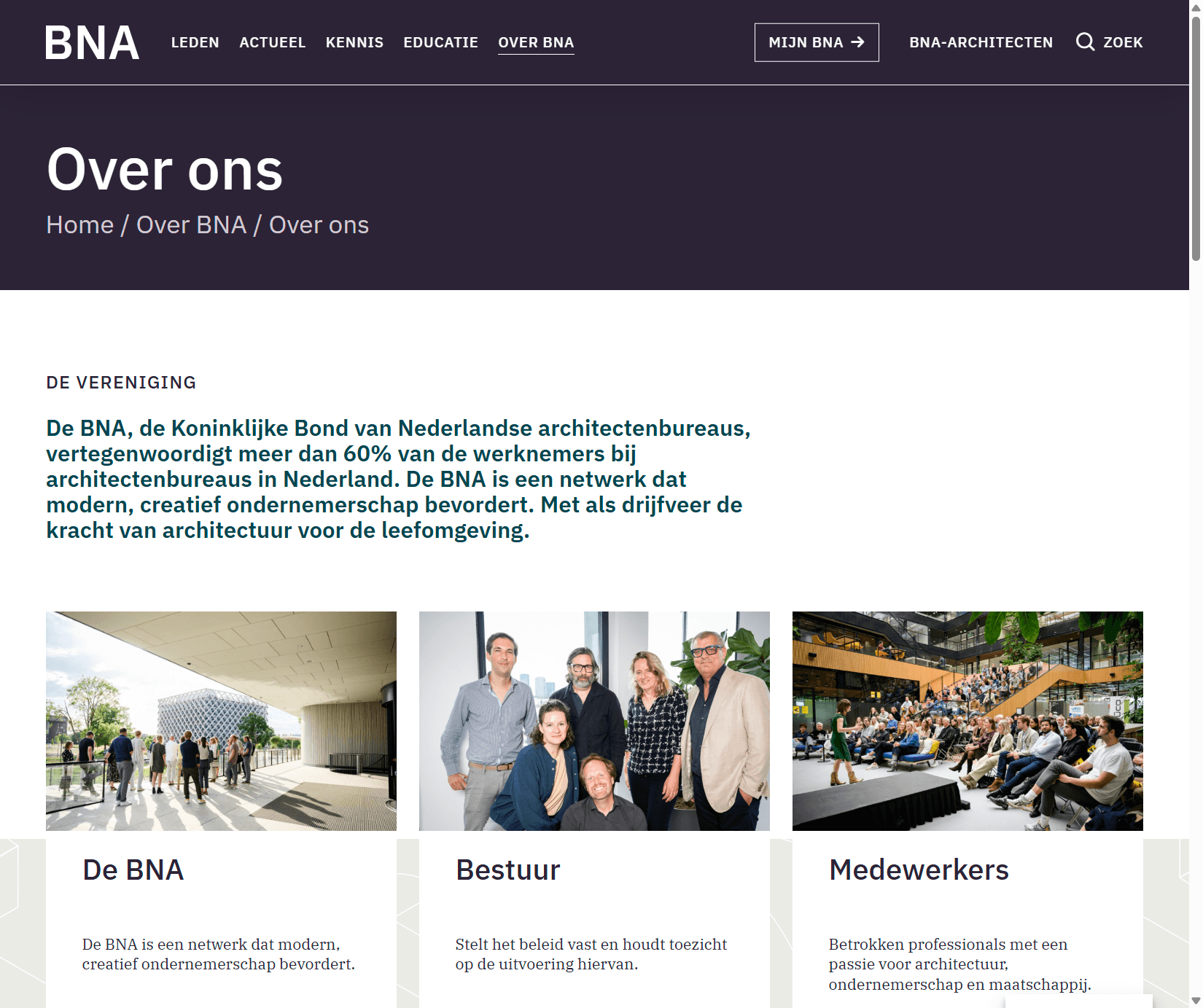 BNA - Koninklijke Bond van Nederlandse Architectenbureaus: Bna Over Ons