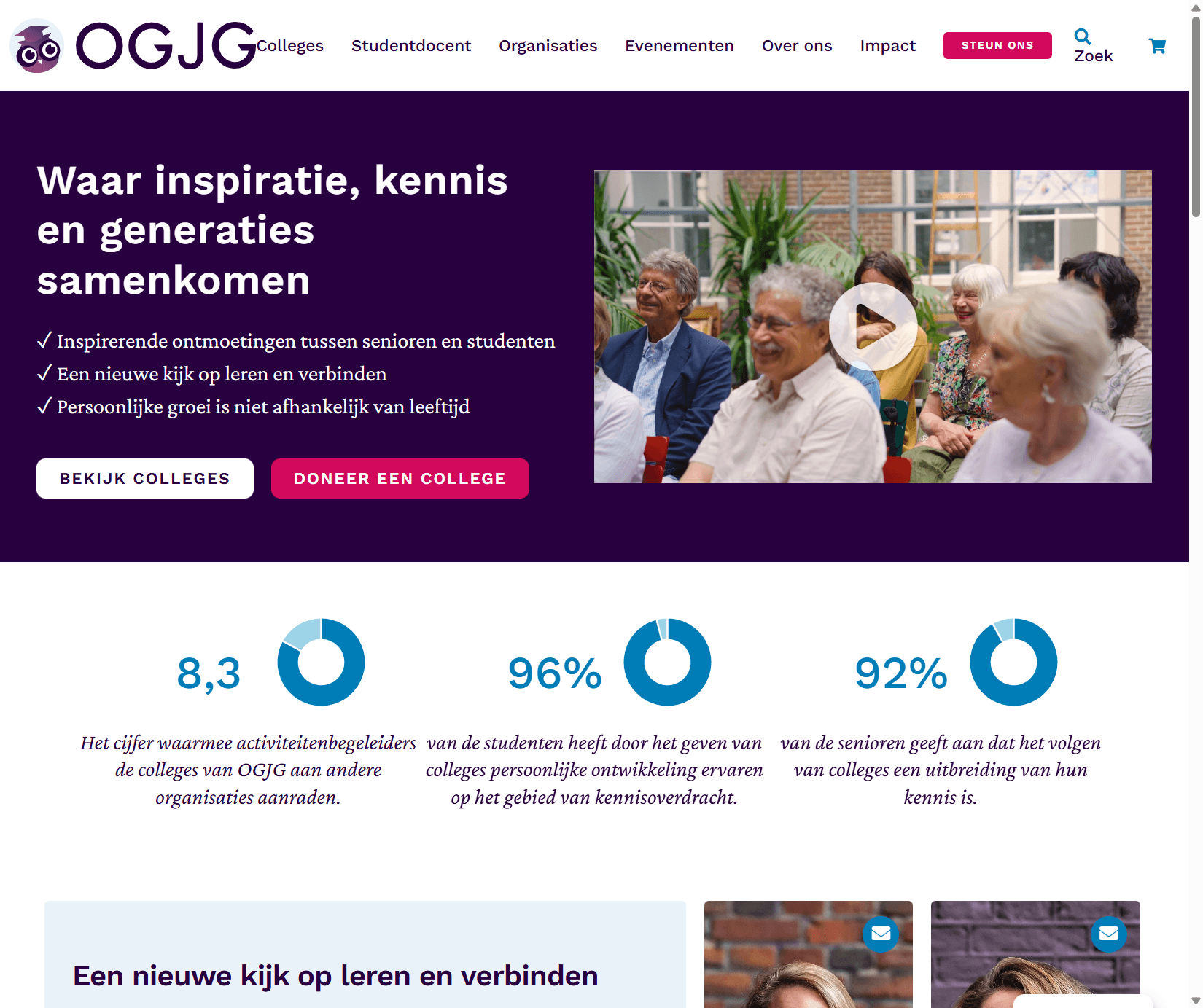OGJG - Online college platform ontwikkeling: Ogjg Colleges Cards